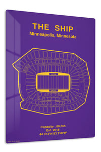 Minneapolis Football Stadium Seating Map premium metal wall art – front view