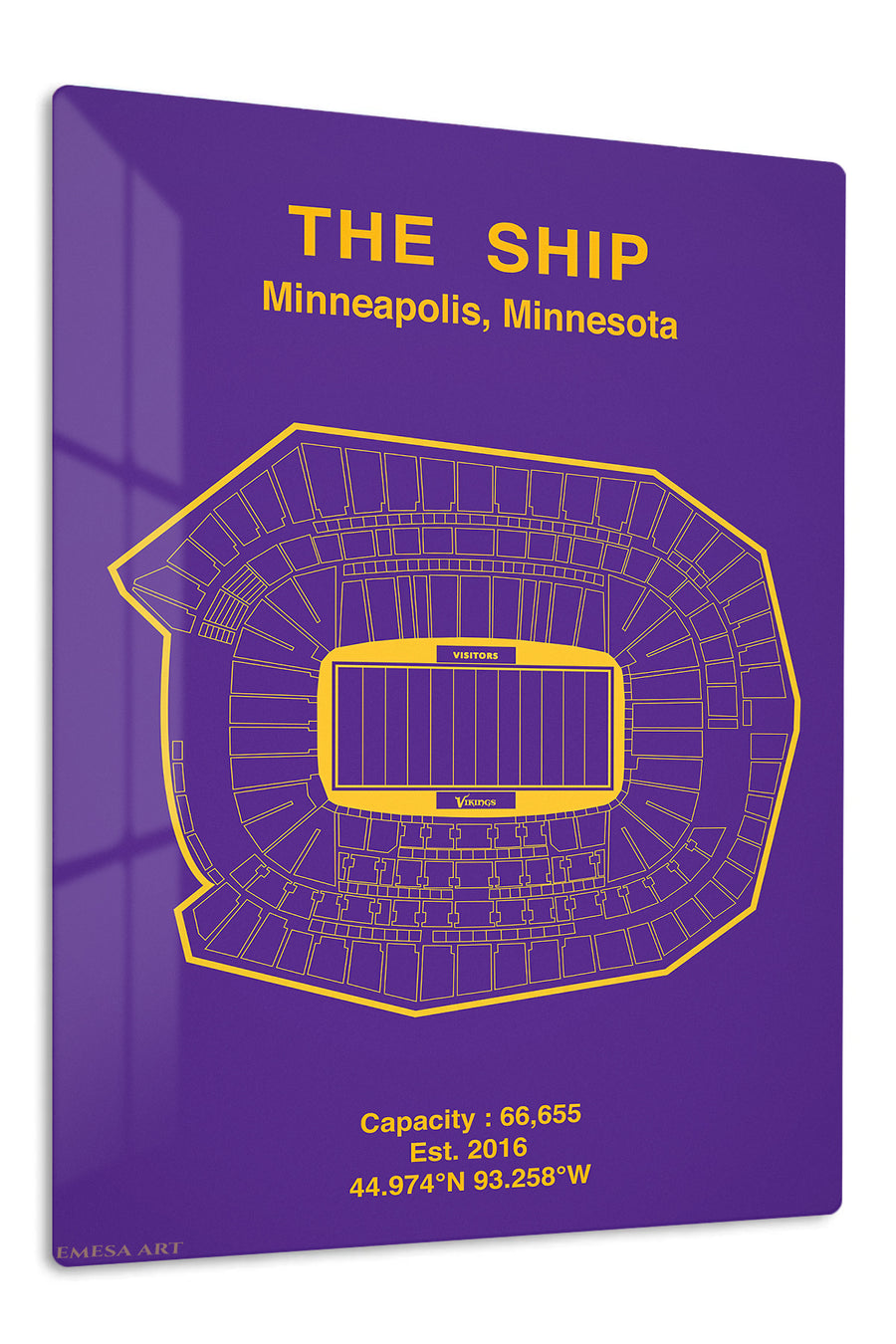 Minneapolis Football Stadium Seating Map premium metal wall art – front view