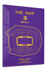 Purple and Gold Stadium Seating Chart premium metal wall art – front view