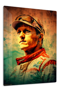 Vintage Racing Driver Portrait premium metal wall art – front view
