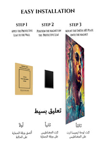 Magnetic mounting installation guide for Headphone Portrait in Neon Color metal wall art