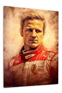 Vintage Racing Driver Portrait premium metal wall art – front view