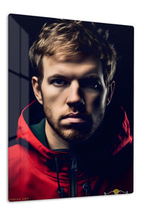 Shadowed Athlete in Red Jacket premium metal wall art – front view